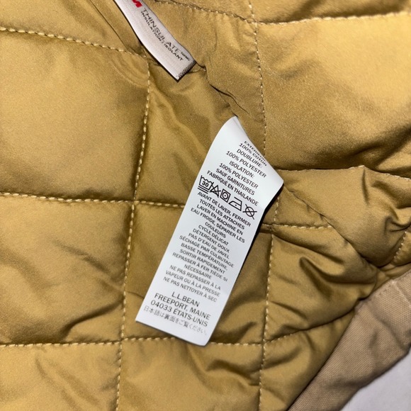 LL Bean Womens XL Barn Coat Tan Cotton Canvas Quilted Thinsulate Jacket 267097 - Picture 7 of 8